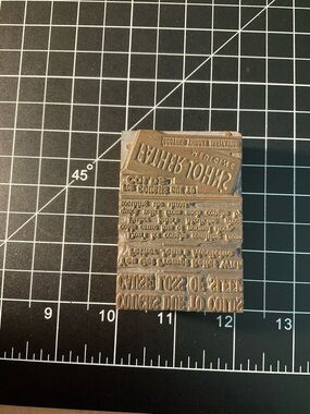 Vintage Metal Letterpress Printing Block - Brown